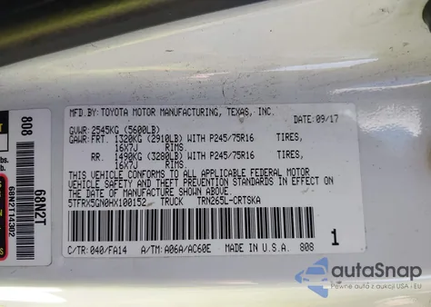 2017 Toyota Tacoma Sr z USA, uszkodzony, nr VIN 5TFRX5GN0HX100152